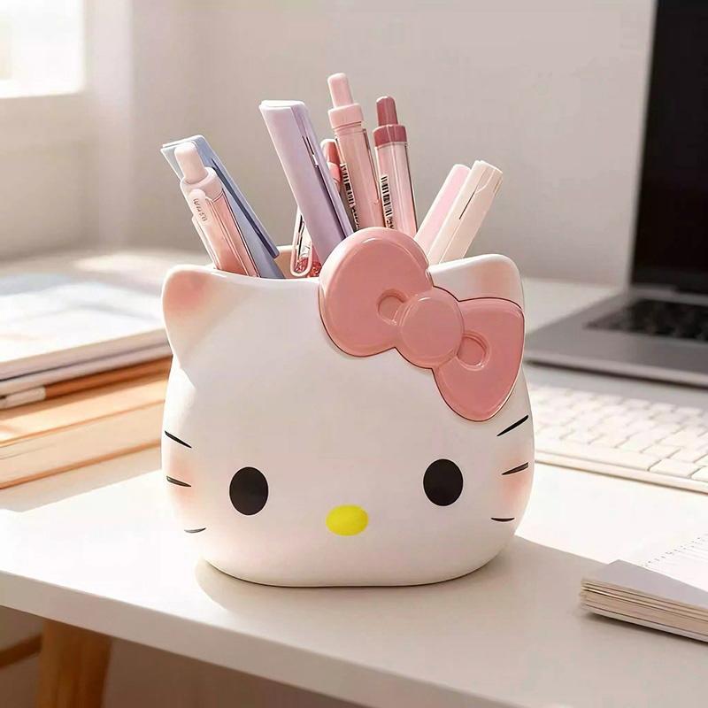 Hello Kitty Pen Holder Cute KT Pen Case Stationery Cartoon Storage Organizer Desktop Pencil Rack Cosmetic Brush Container Gifts