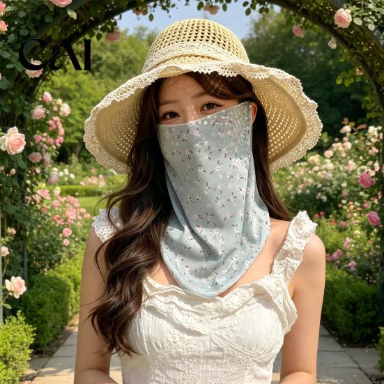 Sunscreen Mask for Driving Women Face Neck Sun Protection Mask, Cotton Dot Print UV Cover, Foldable Gaiter Scarf Cycling Camping Outdoor Travel