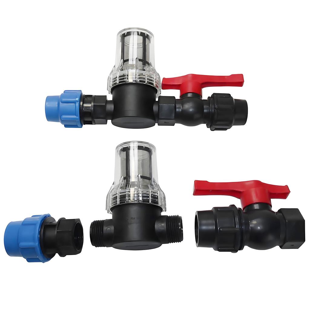 Garden Water Filter Valve Hose Connector Rainwater Bucket Valve 3Pcs Kit Drip Irrigation Water Tank Connector Hose 32mm 25mm