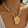 Exaggerated necklace New oversized alloy conch pendant Beach ocean shell string chain Women's collarbone chain