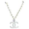 Corrente Dupla C Rodada Full Diamond Ouro Leve 23K Colar de Metal com Strass de Vidro Colar Feminino Prata ABC147-B14705-NS704