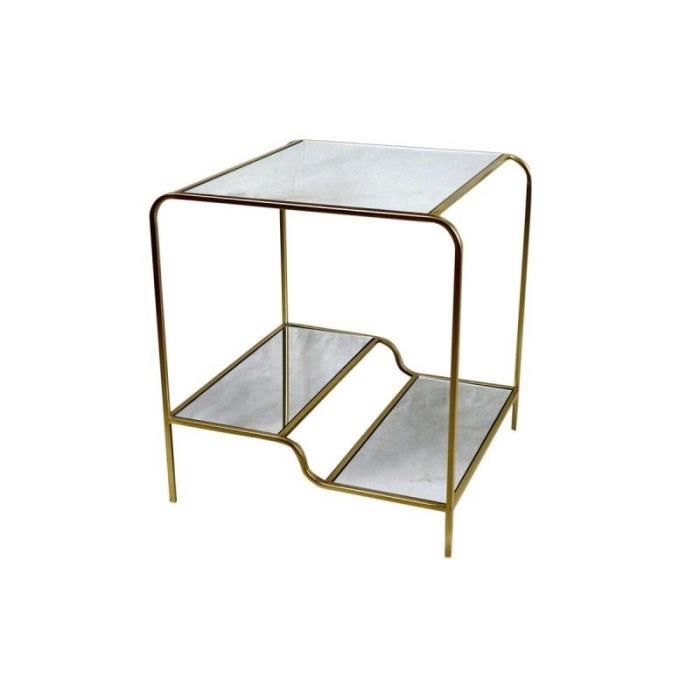 Table D'appoint - DKD Home Decor - Miroir Doré Métal - 50 X 50 X 55 Cm - Style Contemporain - Design