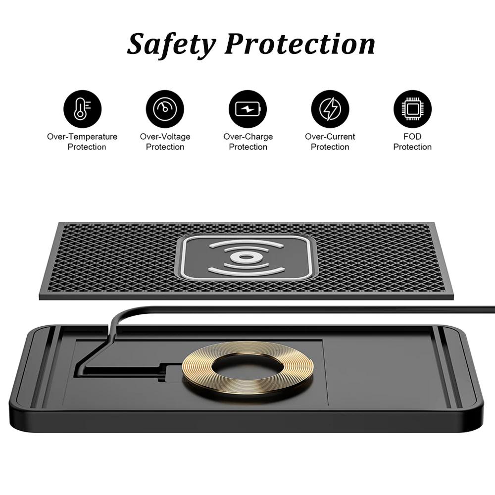 15W Wireless Car Charger Charging Pad Non Slip Qi Fast Charger Car Wireless Phone Charger for Android IPhone