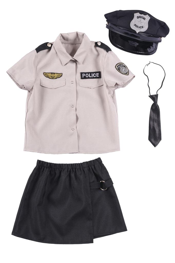 Clearstone Cosplay Halloween Gray Police Skirt for Kids Girls 120cm Gray