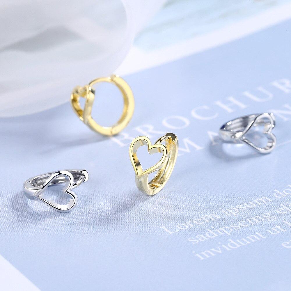 925 Sterling Silver Hollow Heart Charm Stud Earring for Women Girl Wedding Party Jewelry Pendientes Eh143