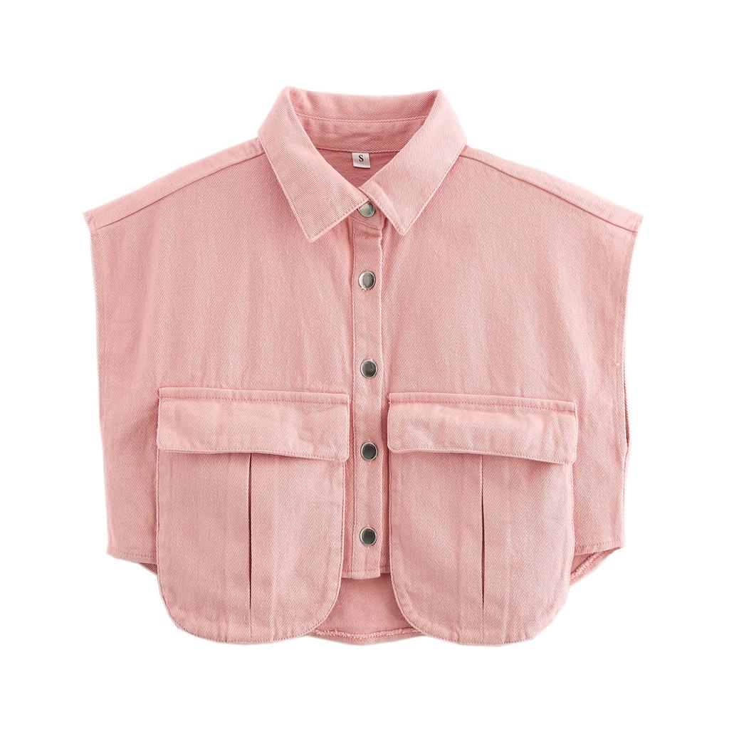 DAFIFY Women's Fashion Casual Summer Spring Solid Color Print Sleeveless POLO Neck Blouses & Shirts