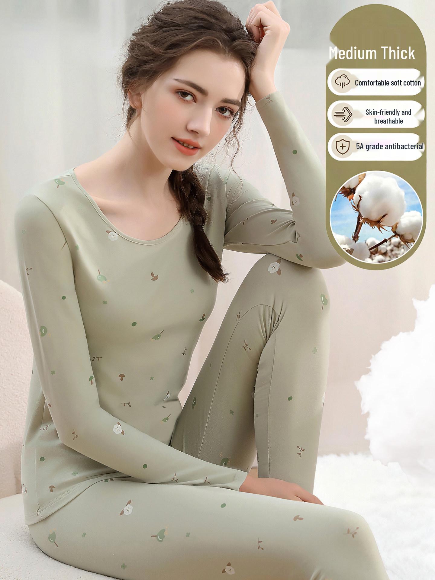 

Women s Autumn Cotton Base Layer Set: Slim Fit, Skin-Friendly, Warm Knit Underwear. XL (95-115 lbs) Soft Cotton Comfort