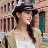 Women's Genuine Lambskin Leather Duckbill Beret - Trendy Autumn Winter Octagonal Newsboy Painter Hat