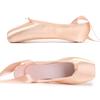 Girls' Satin Ballet Pointe Dance Shoes with Ribbons, Flat Practice Shoes for Big Kids