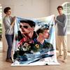 "Fighter Jets and Pilot Portrait Design Blanket" Flannel Blanket for Bedroom, Living Room, Sofa, and Nap Sofas.
