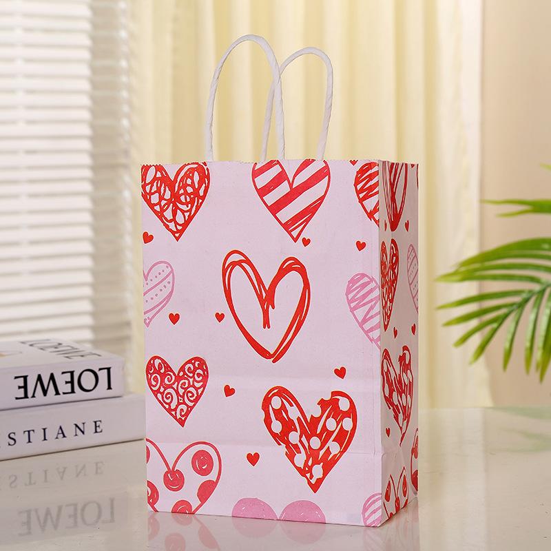 5pcs Love Theme Paper Handbag Valentine'S Day Gift Bag Birthday Girls Lady Birth Favors Red Anniversary Party Supply