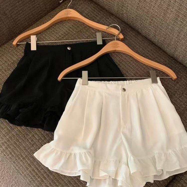 Summer Ruffle Shorts - High Waist Slim Fit, Wide-Leg Design for Plus Size Women