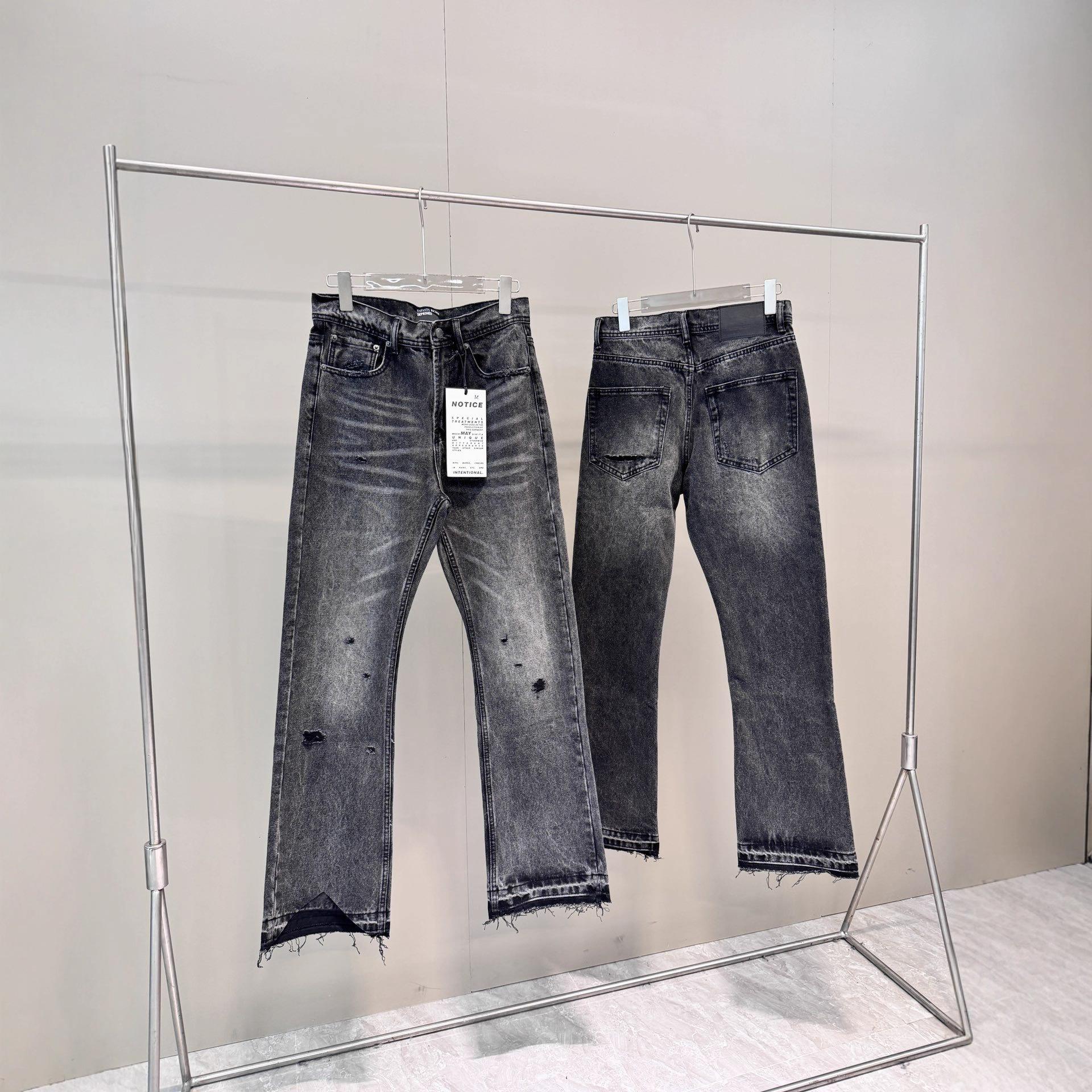 Насыщенные черные джинсы из коровьей кожи второго поколения с легким выцветанием S