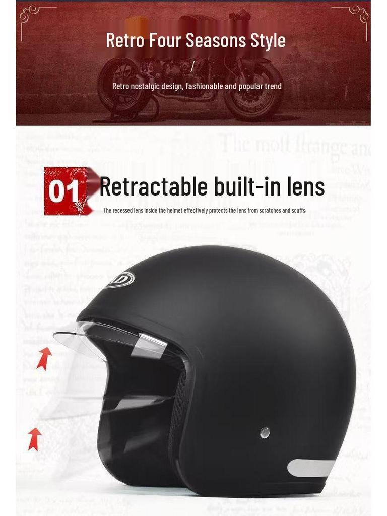 3C Certified AD Electric Motorcycle Helmet, All-Season Half Helmet for Men and Women, Winter-Proof for Scooter Commuting