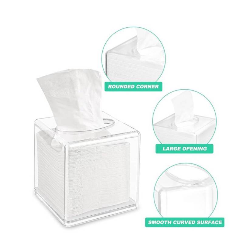 Clear Acrylic Tissue Dispenser With Lid For Dining Room Bathroom Storage