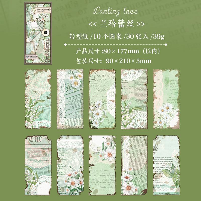 30 Pcs Vintage Old Book Pages Hand Account Material Paper Diy Junk Journal Decorative Scrapbooking Background Paper