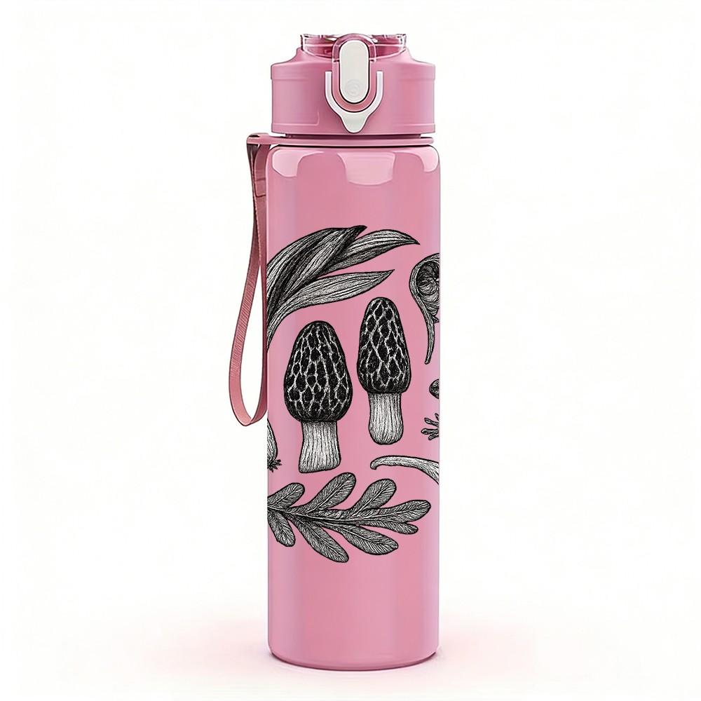 1PC Panda Bamboo Silhouette 750ml Color Plastic Sports Water Bottle Leakproof Flip Straw Lid Suitable for Sports Office Home Use