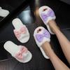 plush large European and American plush bow cotton slippers plush cotton slippers