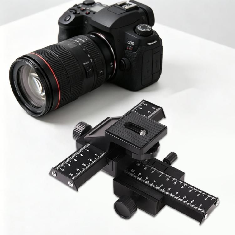 Aluminium 4-weg Macro Focus Rail Slider met 1/4 Schroef voor Camera Directionele Regulator Macro Beugel Slider