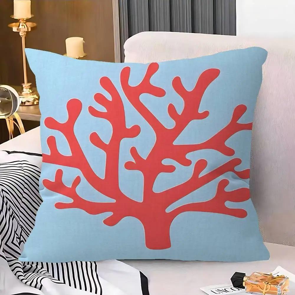 Home Decor Oceaninspired Cushion Covers with Floral Shells Pattern Cushion Cover Suitable for Sofa Bedroom Car Pillow Cover