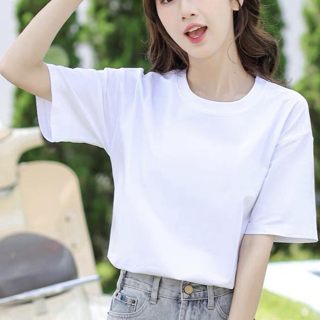 Korean Style Women's Casual Loose Fit Mid-Length Short Sleeve T-shirt - Summer Comfort