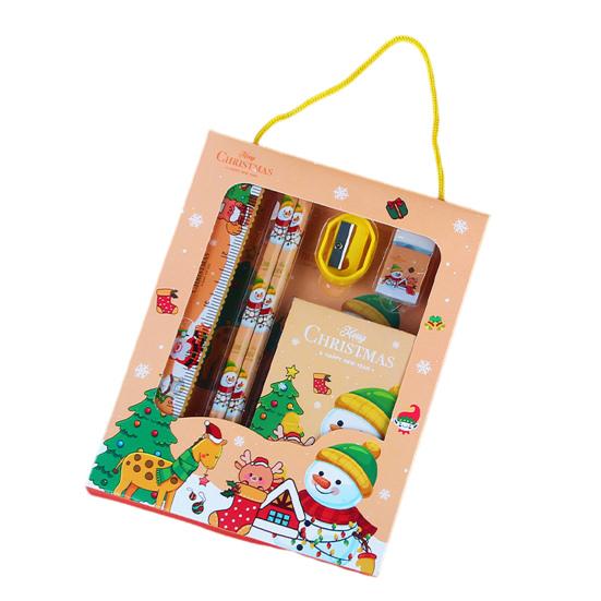 Set di Cancelleria Natalizia Cartone Animato Motivo Natalizio Temperamatite Gomme Matite Kawaii Scuola