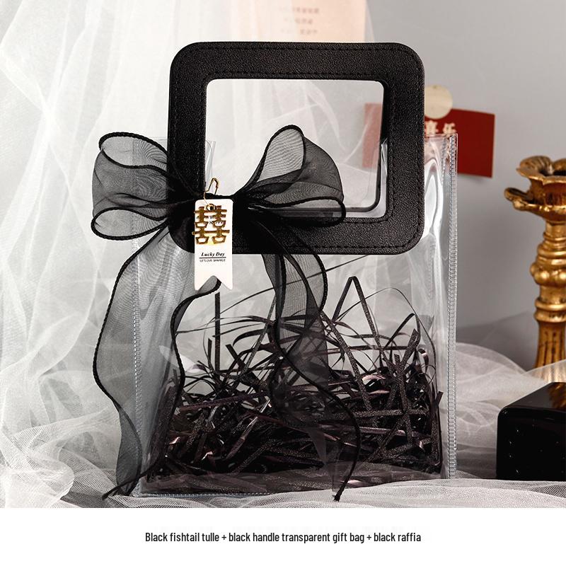Black Transparent Gift & Party Favor Bag - Wedding & Bridesmaid Handbag Box
