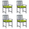 Day and Night - Day and Night Garden Chairs with Cushions 4 Pcs Solid Gray Acacia Wood