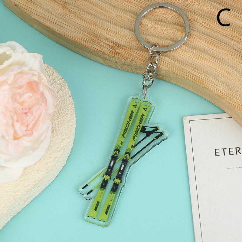 

Double Sided Ski Snowboard Keychain,Winter Sports Keyring Gift for Ski Enthusiasts,,Ski Trip Souvenir Backpack Charm C