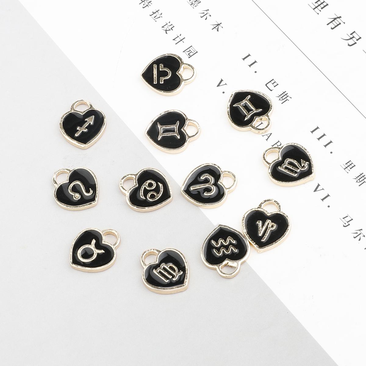 

10/12 шт. 12*14 мм 12 созвездий сердце любви падает масляный сплав аксессуары для изготовления ювелирных изделий DIY ожерелье браслет серьги 12*14mm 12pcs