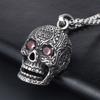 Gothic Skull Necklace Men Titanium Steel Red Eye King Ghost Skeleton Pendant Necklace