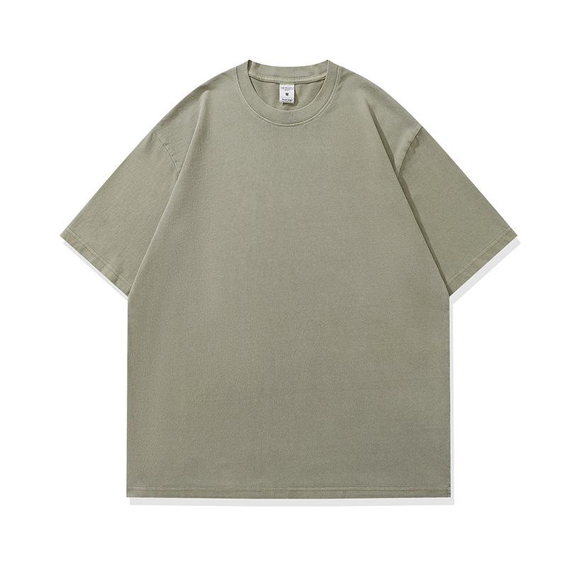 Men'S Trendy Brand 220G Washed American High Street Retro Loose Shoulder Cotton Short-Sleeved T-Shirt Printing Custom