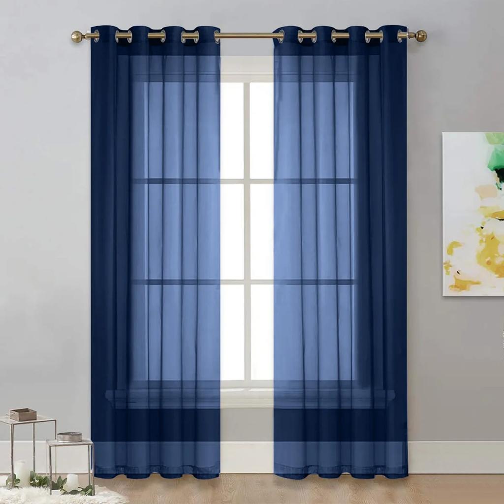 Modern White/Black/Grey Sheer Curtains for Living Room Solid Transparent Yarn Tulle Curtain for Window Kitchen Simple Home Decor