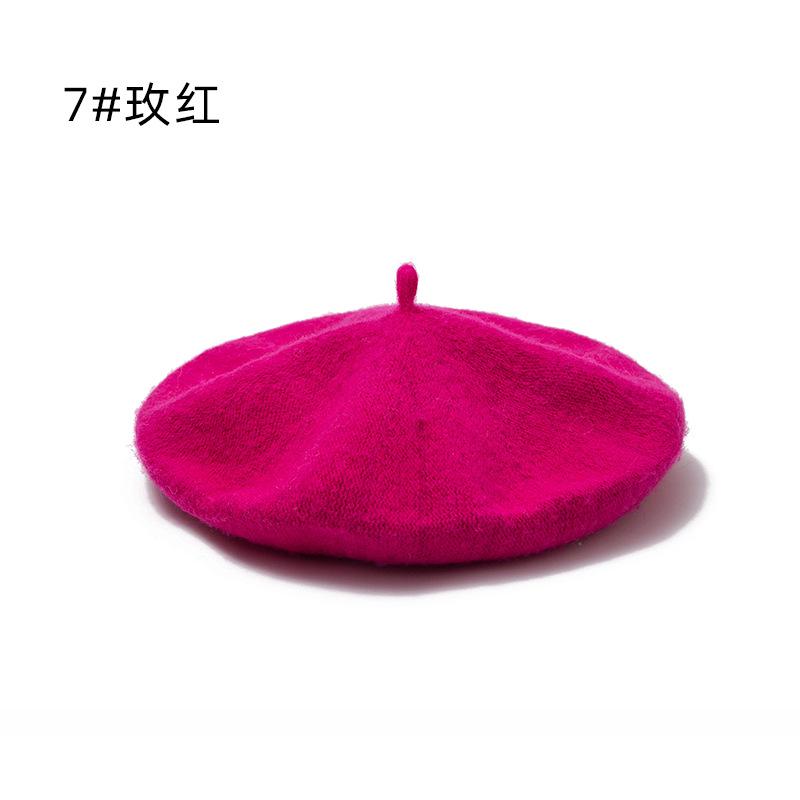 Hat Female Winter Imitation Wool Beret British Autumn and Winter Versatile Knitted Painter Hat Pumpkin Hat