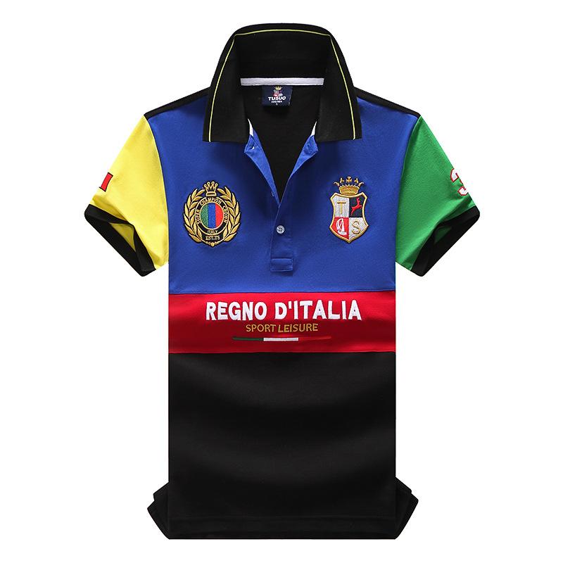 Men's Short Polo Shirt Preppy Style Royal Elite Noble Leisure Sports Embroidery Cotton Tops