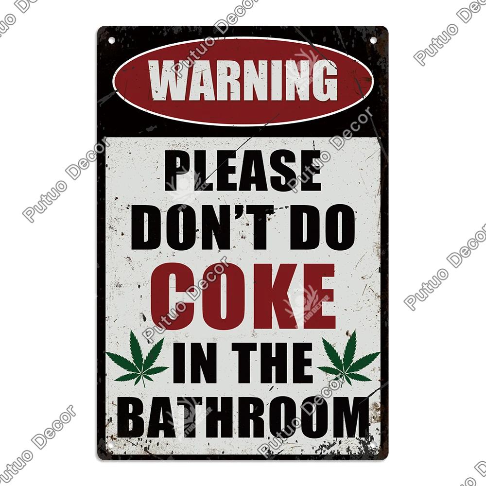 Putuo Decor Restroom Retro Tin Sign Vintage Bathroom Plaque Metal Plates Wall Art Posters Decoration for Toilet Iron Paintings