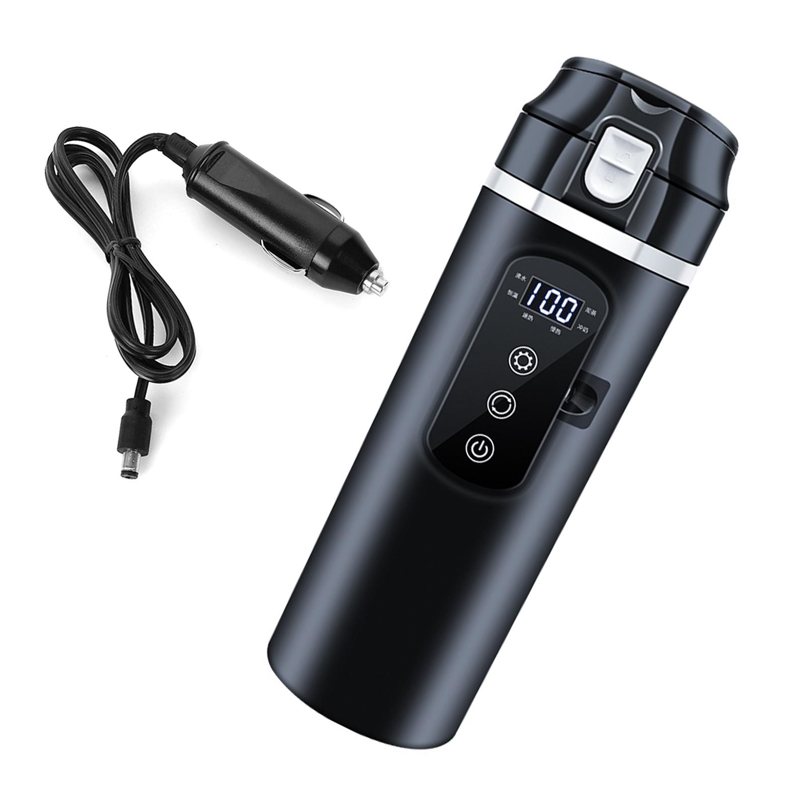 

Кружка с контролем температуры, дорожная чашка с подогревом, электрическая чашка с подогревом для кофе в автомобиле, 12 В, 24 В, кружки с подогревом, 500 мл, 17 унций чёрный