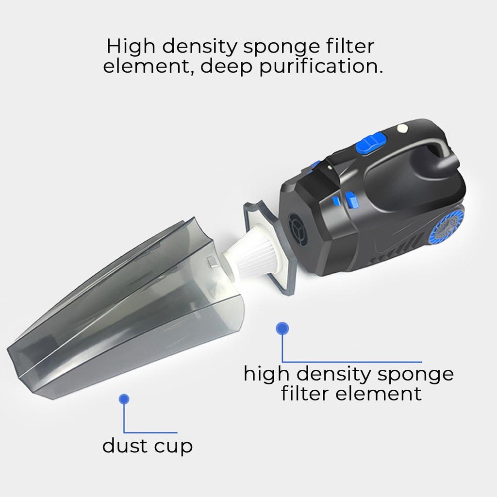 12V 120w Car Handheld Vacuum Cleaner with Digital Tire Inflator Pump Pressure Gauge LED Light Vacuum Cleaner For Home Auto 4 in 1