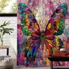 Stained Glass Butterfly Waterproof Mildew-Resistant Shower Curtain - Vibrant Design For A Stunning Bathroom Dcor Experience