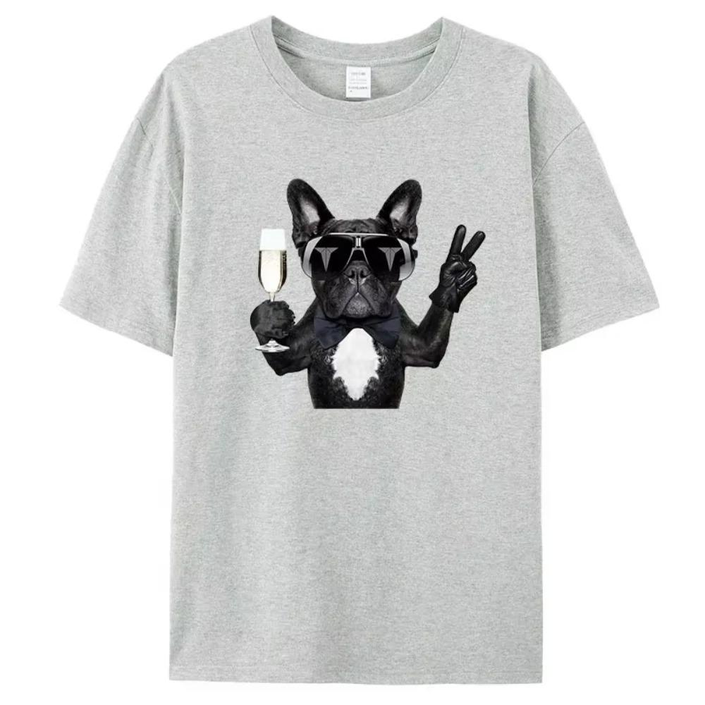 Men's Summer Bulldog Letter Print Luxury Short Sleeve T-shirt Summer Street Fashion T-Shirt
