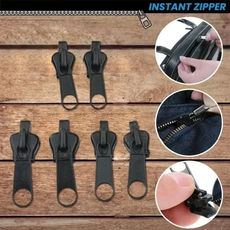 Black 6pcs Instant Zipper Universal Instant Fix Zipper Repair Kit Replacement Zip Slider Teeth Rescue New Design for DIY Sew