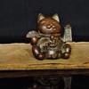 [Nekogamiyama] Maneki-neko Paperweight, Copper Craft, Ornament, Vintage Retro Decor