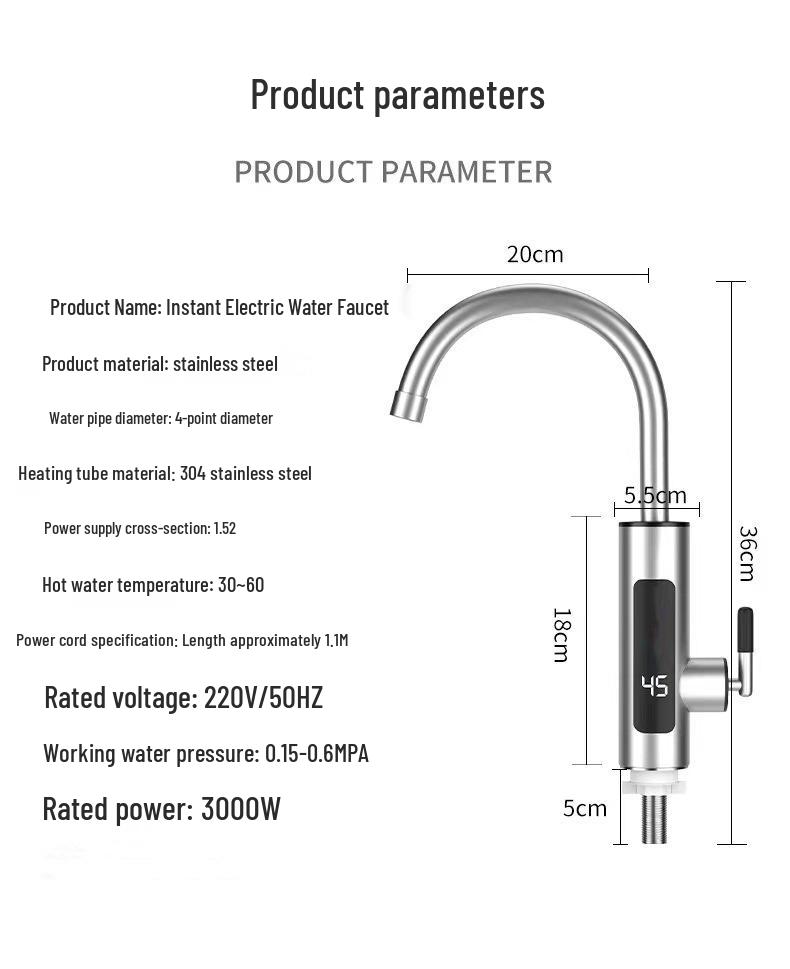 Quick-Heating Dual-Use Electric Water Faucet with Digital Display