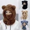 Windproof Winter Hats Balaclavas Mask Earflap Earmuff Cold Weather Bear Ear Hat  Women Girls