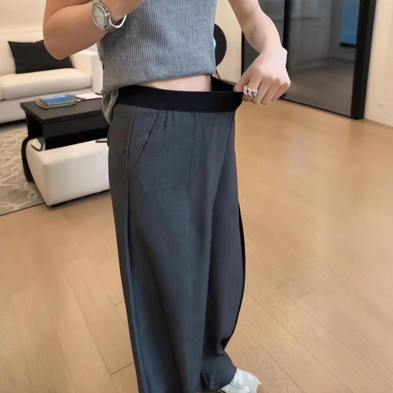 Women's Plus Size Gray High-Waist Wide-Leg Suit Pants - Autumn 2025 Arrival
