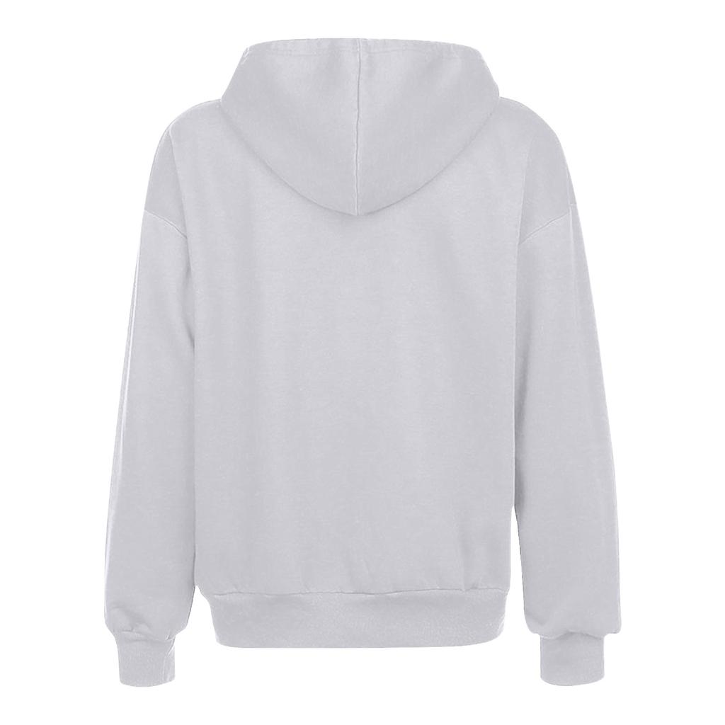 Women's Fashion Hooded Top Zip Drawstring Pocket Padded Long Sleeve Casual Sweatshirt