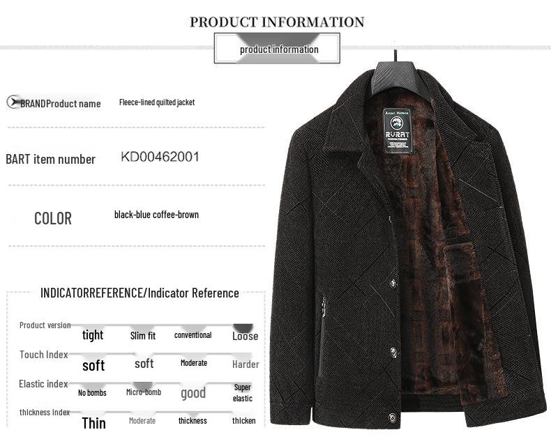 Woodpecker Dad Winter Coat Set: Warm Fleece-Lined Jacket for Middle-Aged and Elderly Men