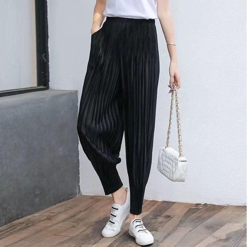 

Pleated Pants Slim Harun Pants Pleated Pants Skinny Jeans Slimming Harem Pants Mid Waist black 3XL