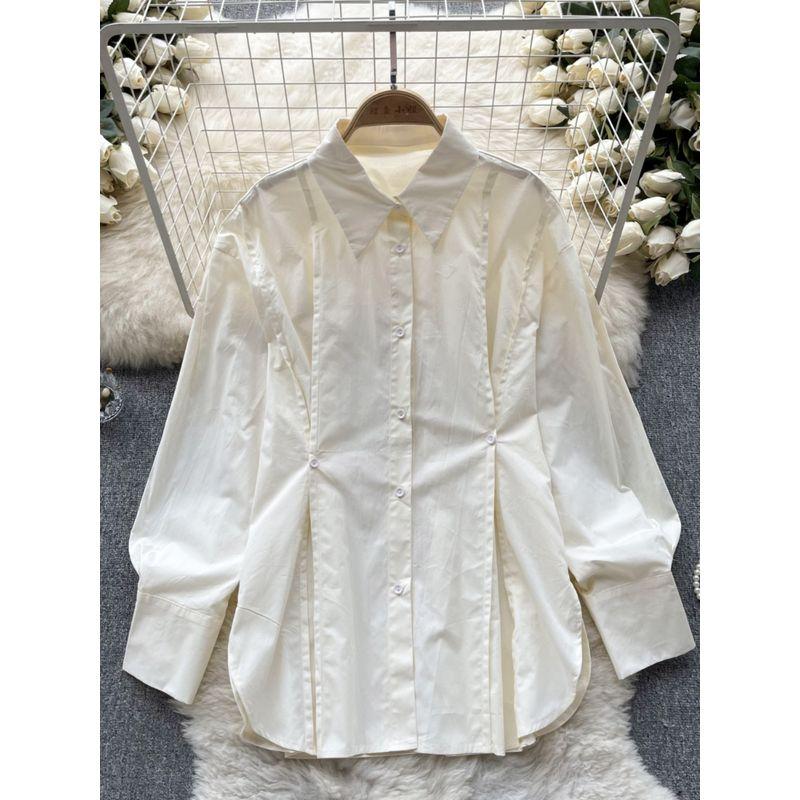 Normcore Pure Color Fall Loose Fancy Chic Shirt