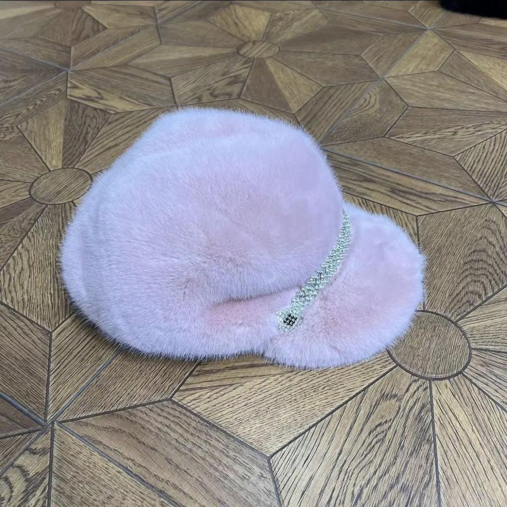 Imitation Mink Hat Women's Winter Foreign Style Big Eaves Duck Tongue Fashion Beret Elastic Cold Hat